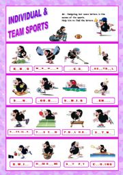 English Worksheet: Sport - missing letters  (Mr. Hedgehog series 1/3) - fully editable