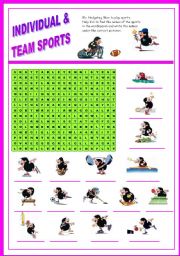 English Worksheet: Sport - wordsearch  (Mr. Hedgehog series 2/3) - fully editable