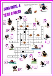 English Worksheet: Sport - crossword ( Mr. Hedgehog series 3/3) - fully editable & the key included