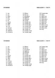 English worksheet: Numbers