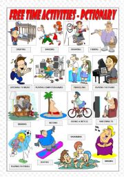 English Worksheet: FREE TIME ACTIVITIES - PICTIONARY