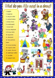 English Worksheet: circus-matching