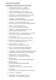 English Worksheet: GRAMMAR TEST ONE  INTERMEDIATE LEVEL