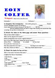 English Worksheet: WEBQUEST : EOIN COLFER + Answer Key