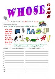 English Worksheet: WHOSE GAME 