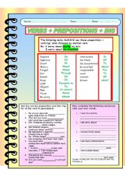 English Worksheet: verbs + prepositions + ing verbs