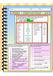 verbs + prepositions + ing verbs