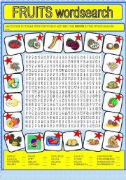 English Worksheet: FRUITS WORDSEARCH