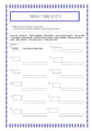 English worksheet: What time is it ? Daily routines