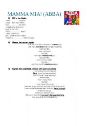 English Worksheet: HAVE FUN WITH MAMMA MIA!