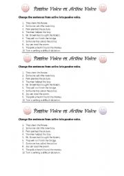 English Worksheet: Active vs passive Voice