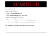 English Worksheet: WORLD CUP UNIT PART 1: APARTHEID 6 pgs, reading/discussion prompt