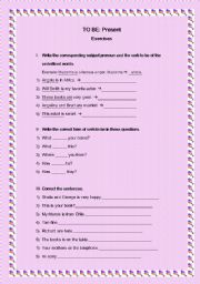 English worksheet: Verb to be Exercises Review