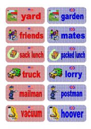 British English vs American English memory game - part 3