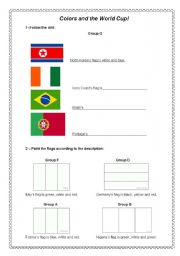 English worksheet: Colors and the World Cup!