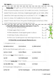 English Worksheet: the ant 