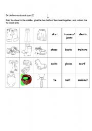English Worksheet: 24 clothes flashcards part 2/2