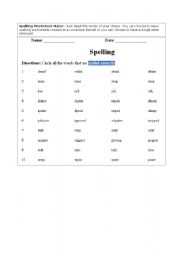 English Worksheet: Spelling worksheet