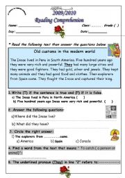 English Worksheet: The Incas