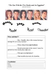 English Worksheet: Friends - The one with the five steaks and an eggplant