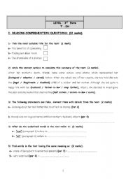 English Worksheet: end term test 3rd form