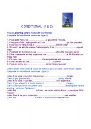 English Worksheet: CONDITIONAL TYPE 1&2