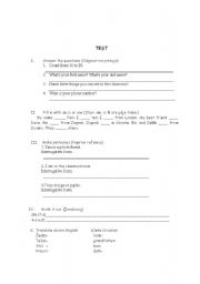 English Worksheet: TEST (4TH GRADE)