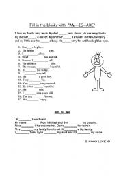English Worksheet: am-is-are (to be)