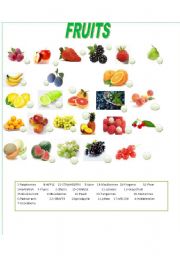 English Worksheet: FRUITS