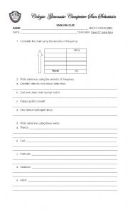 English Worksheet: Ninth Grade Quizzes (English, Science, Social and Math)