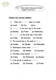 English Worksheet: months and days 