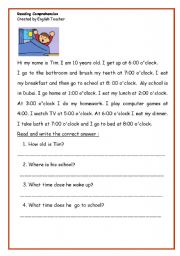 English Worksheet: my daily routain