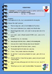 English Worksheet: HOMONYMS