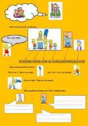 English worksheet: my family with the Simpons