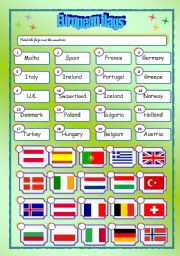 English Worksheet: Countries and flags