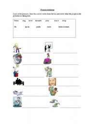 English worksheet: label the pictures, use present continuous