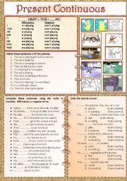 English Worksheet: present continuous