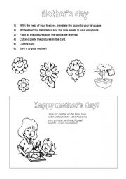 English Worksheet: Mothers day craft