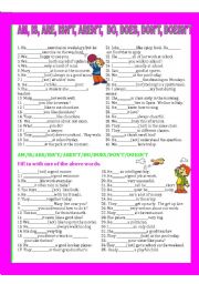 English Worksheet: AM/IS/ARE/ARENT/ISNT/DO/DOES/DONT/DOESNT