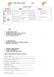English worksheet: simple present worksheet