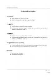 English Worksheet: Persuasive Essay Structure