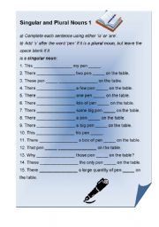 English Worksheet: Singular and Plural Nouns 1