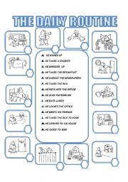 English Worksheet: DAILY ROUTINE