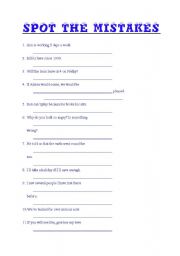 English worksheet: Spot the mistakes