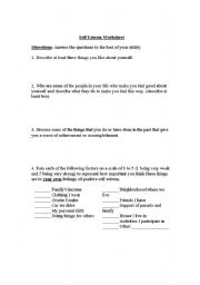 English Worksheet: self esteem worksheet