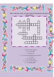 school objects crossword - with key