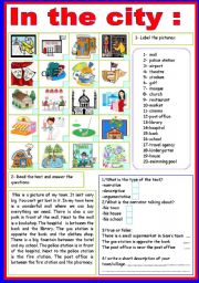 English Worksheet: in the city 