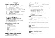 English worksheet: Revision test for 9th grade or 1st Polimodal