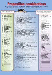 English Worksheet: preposition combinations