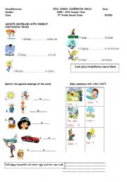 English Worksheet: mix worksheet for kids.(can/should/present continious...)